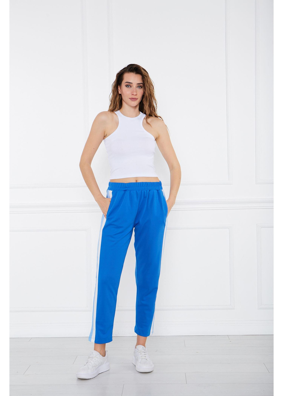 Üç Renk Double Pantolon-Mavi