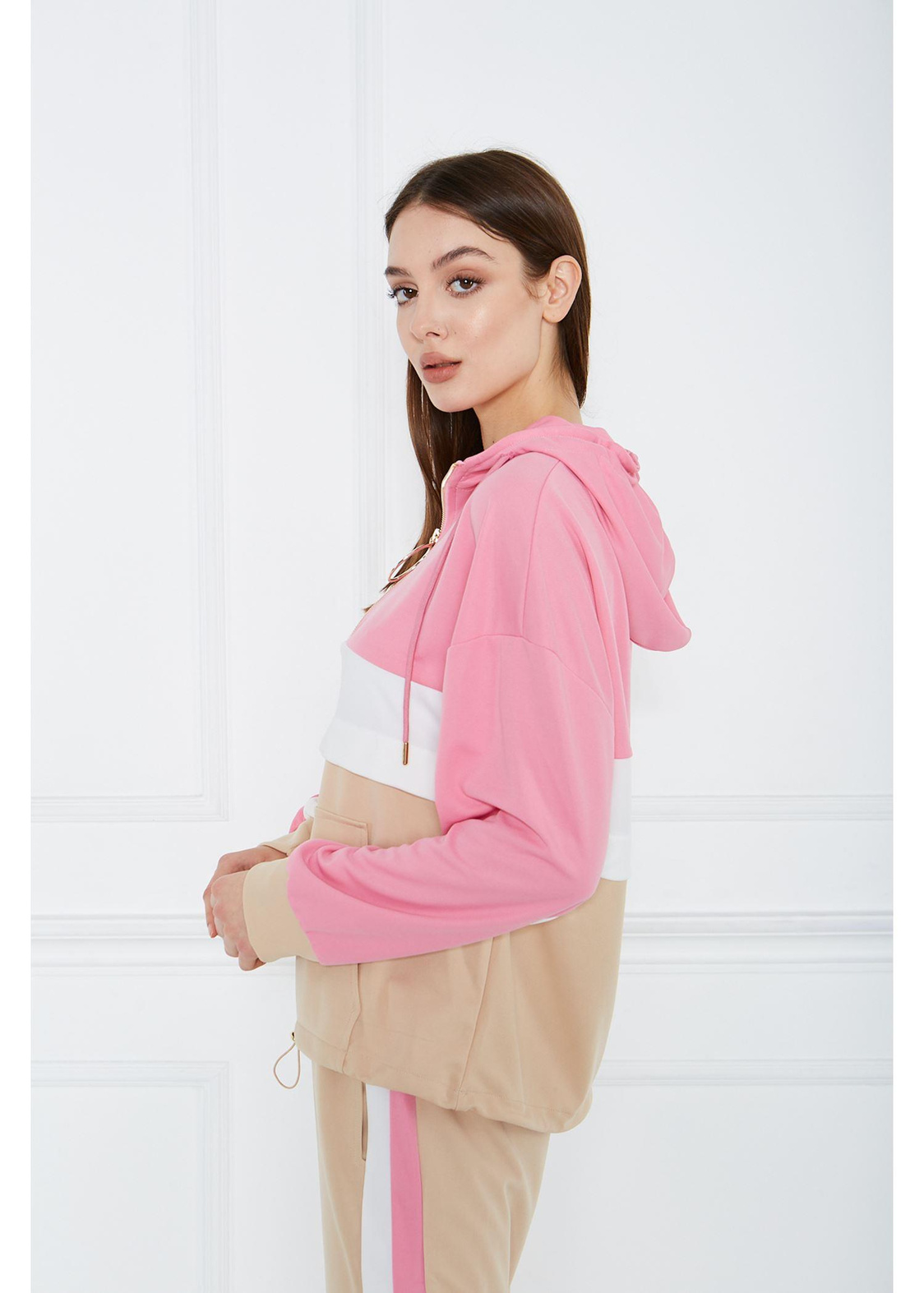 Üç Renk Double Sweatshırt-Pembe