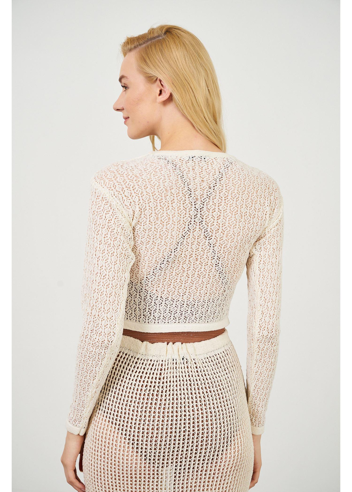 Uzun Kollu Ajurlu Bluz-Bej