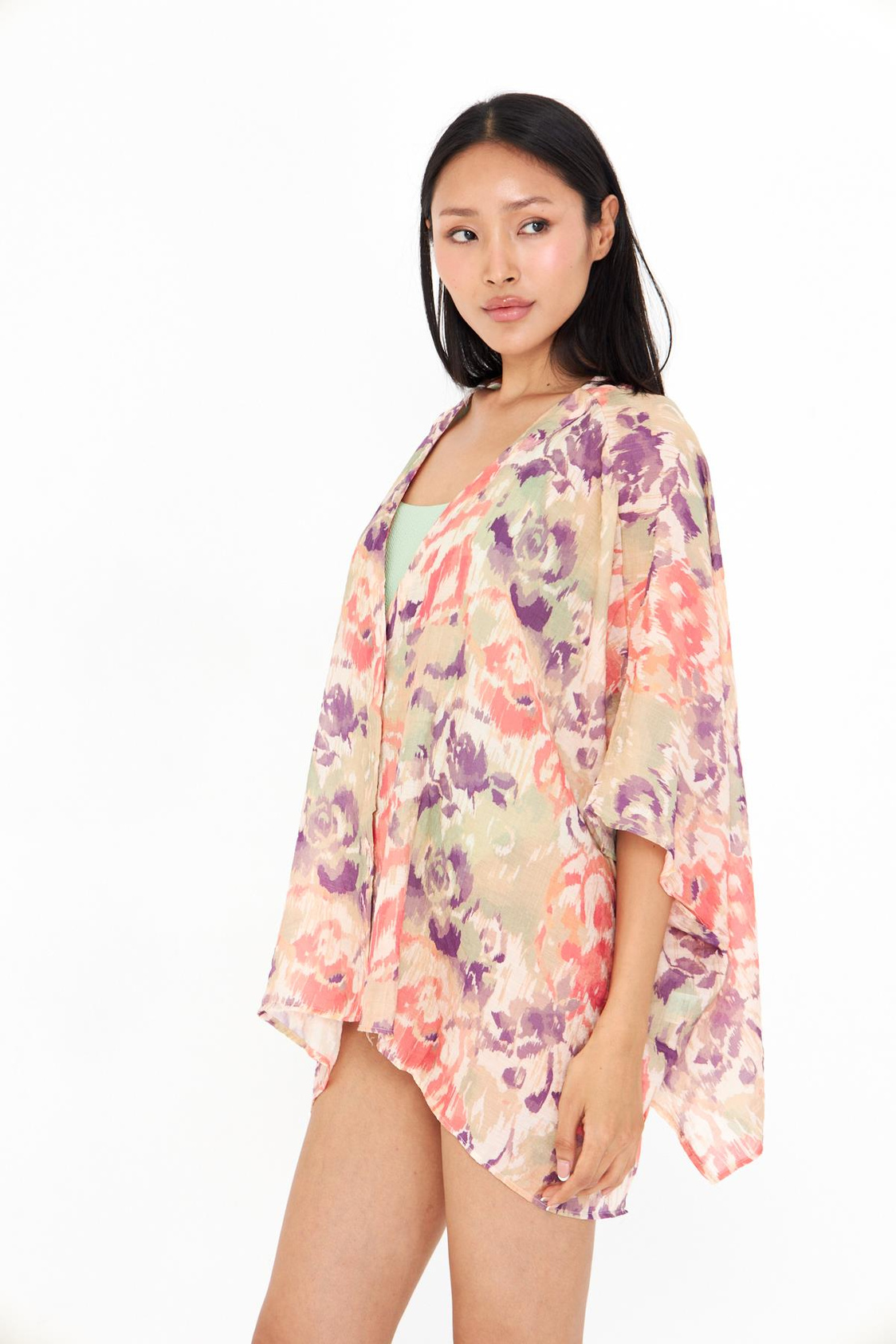 V Yaka Düğmeli Empirme Kimono