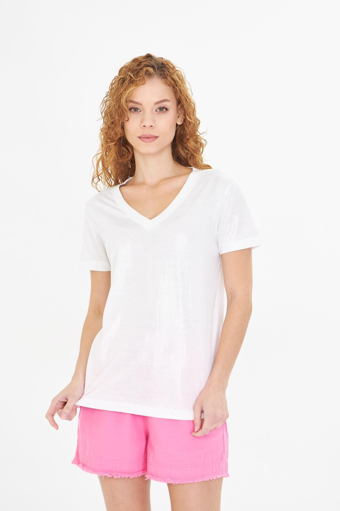 V Yaka Simli T-shirt