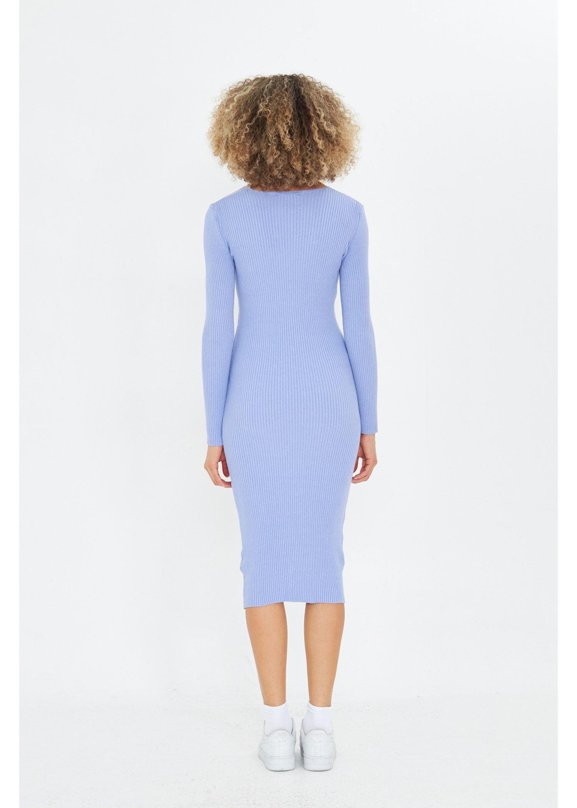 V Yaka Triko Bodycon Elbise