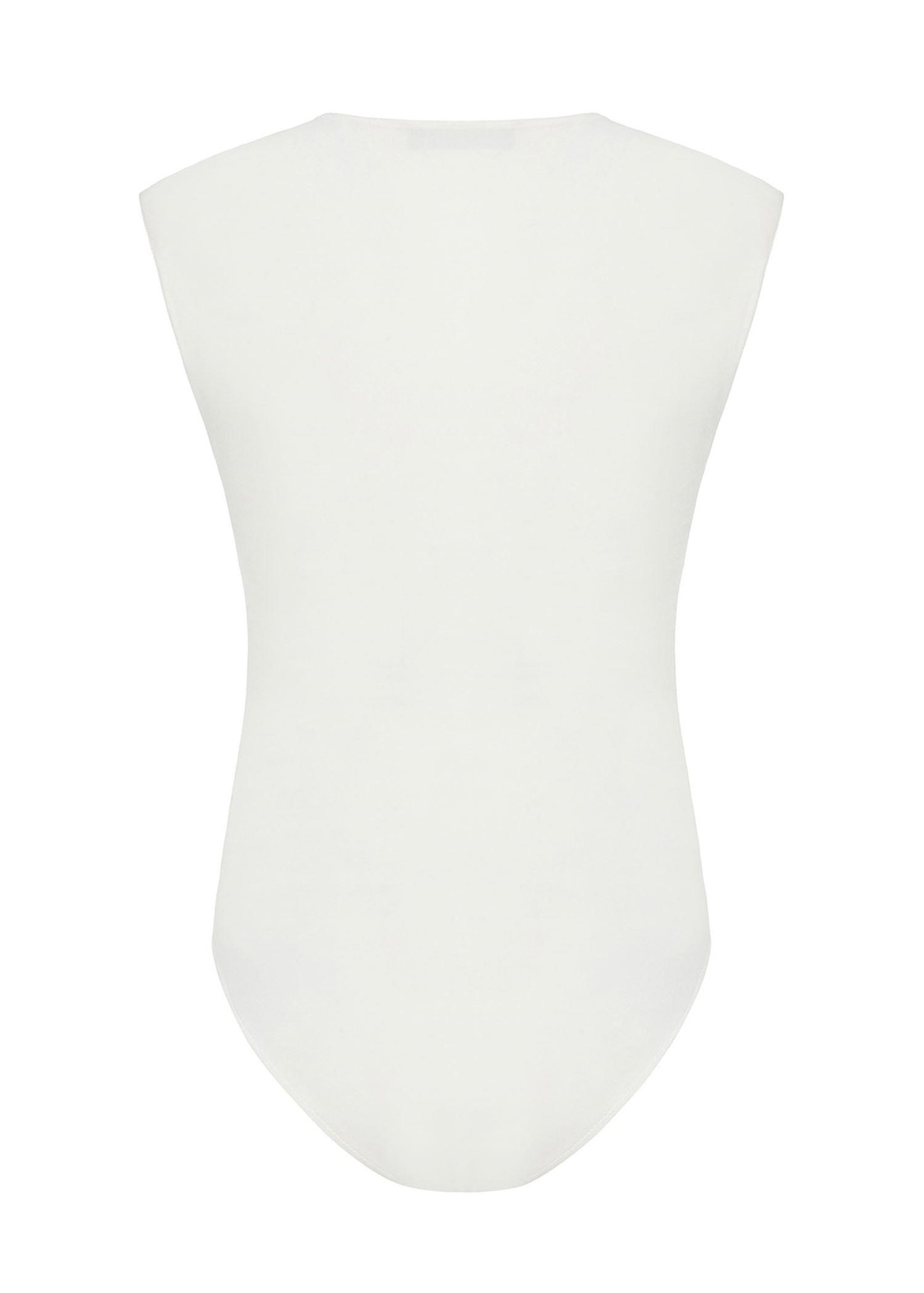 Vatkalı Alttan Çıtçıtlı Bodysuit-Ekru