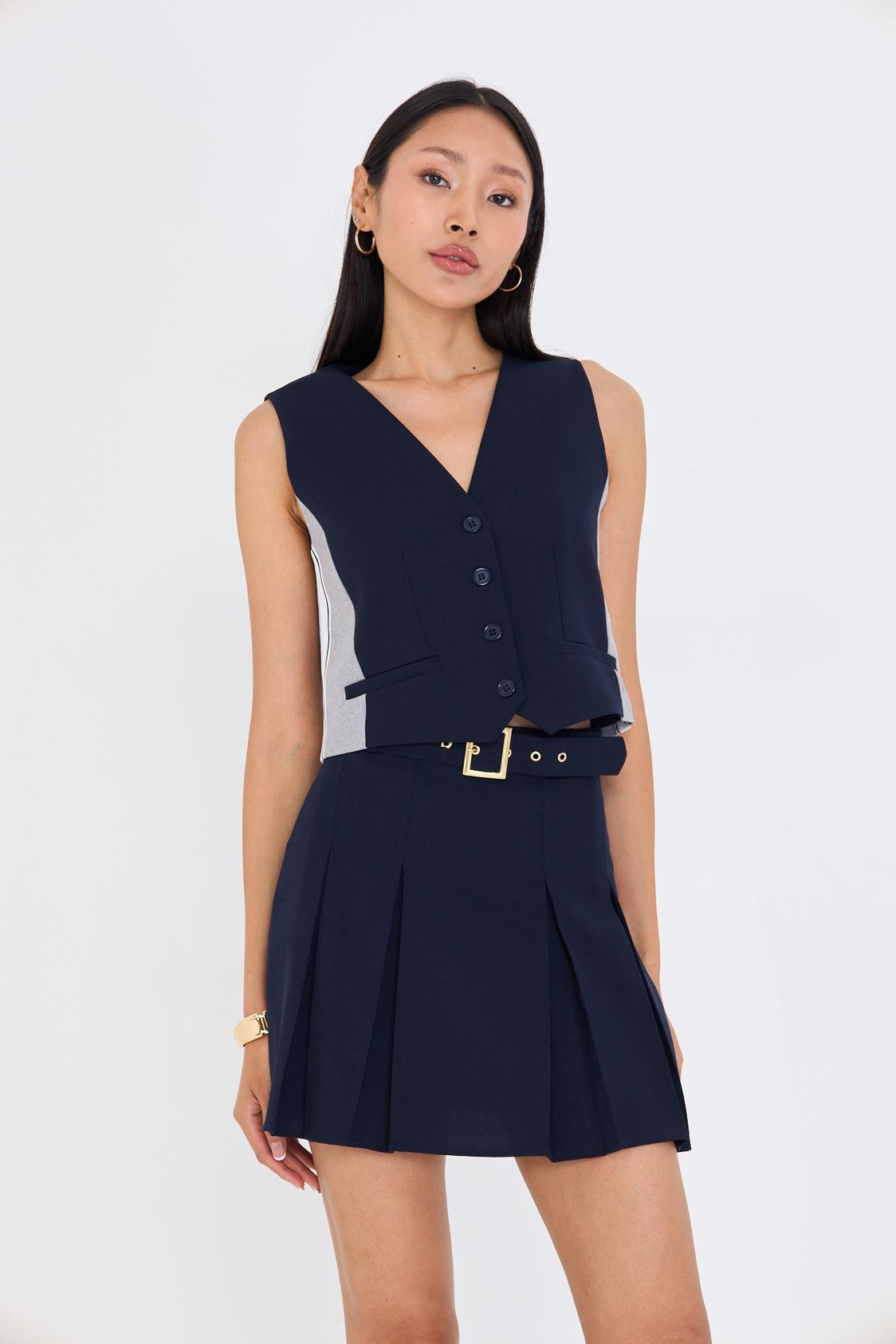 Yanları Şeritli Garnili Yelek 