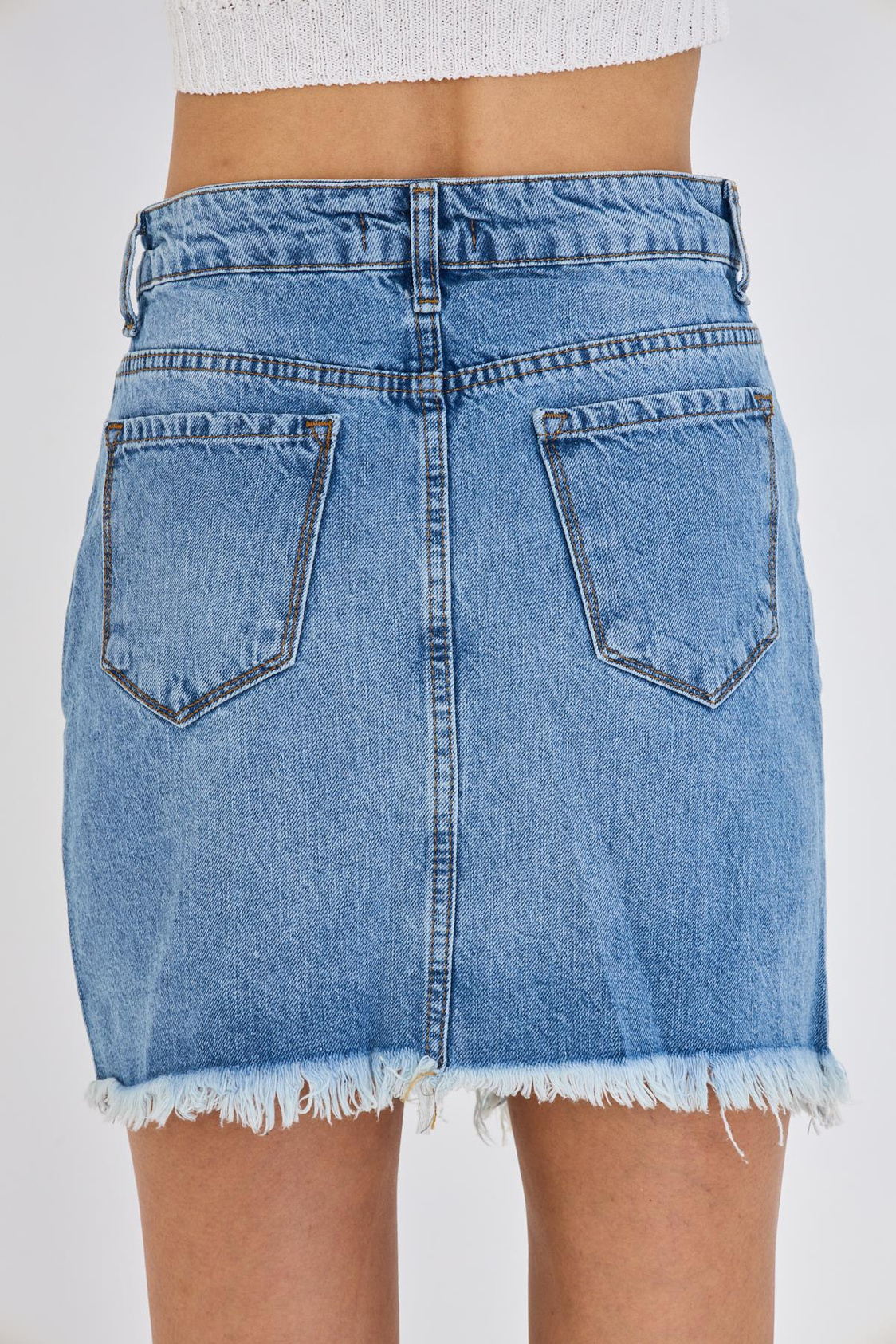 Yırtmaçlı Mini Denim Etek