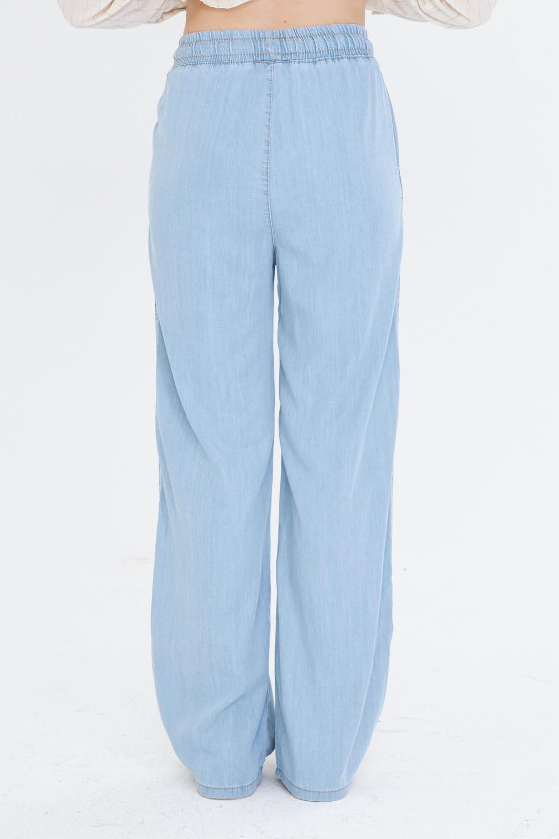 Yüksek Bel Wide-Leg Pantolon - Açık Mavi