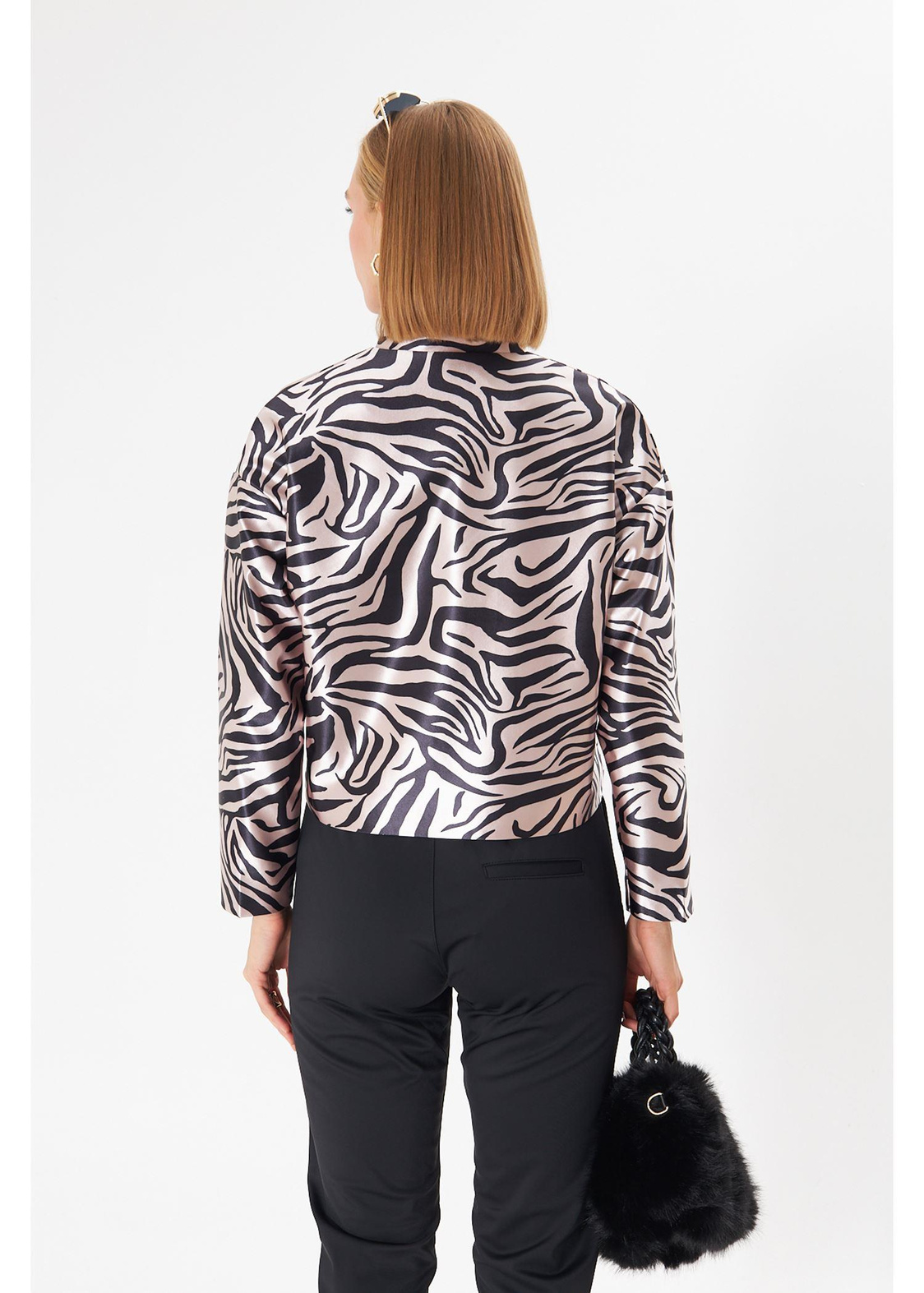 Zebra Desenli Saten Ceket