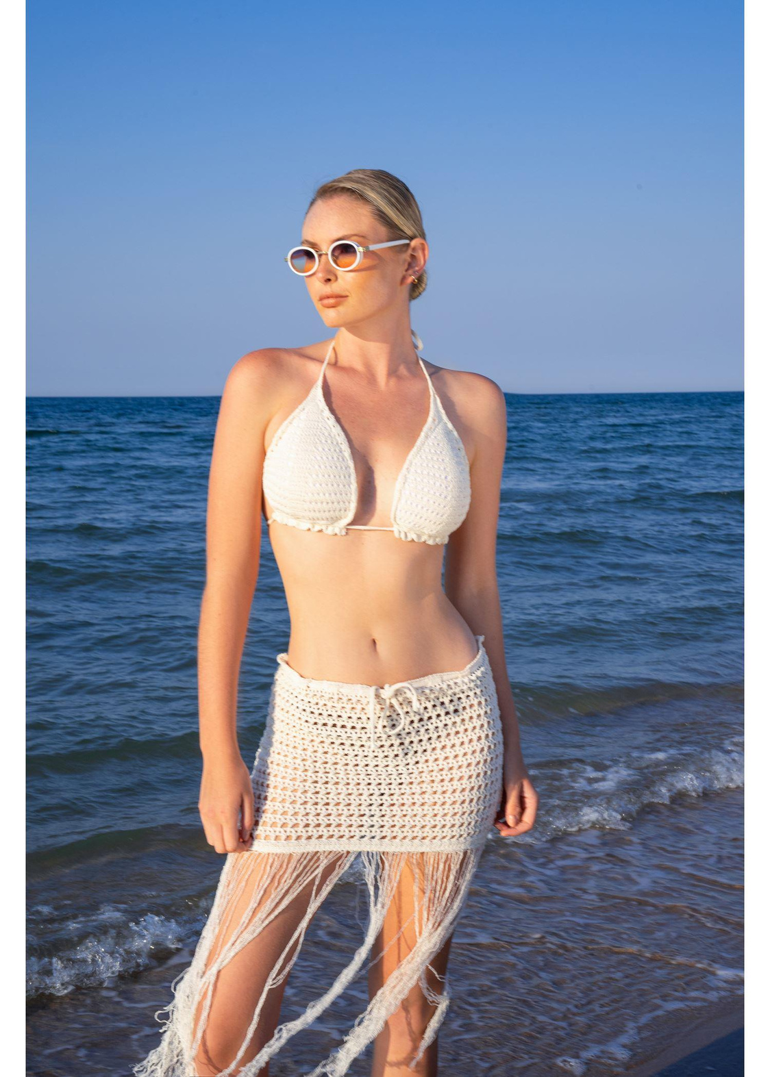 Ajurlu Bikini Üstü Top-Bej