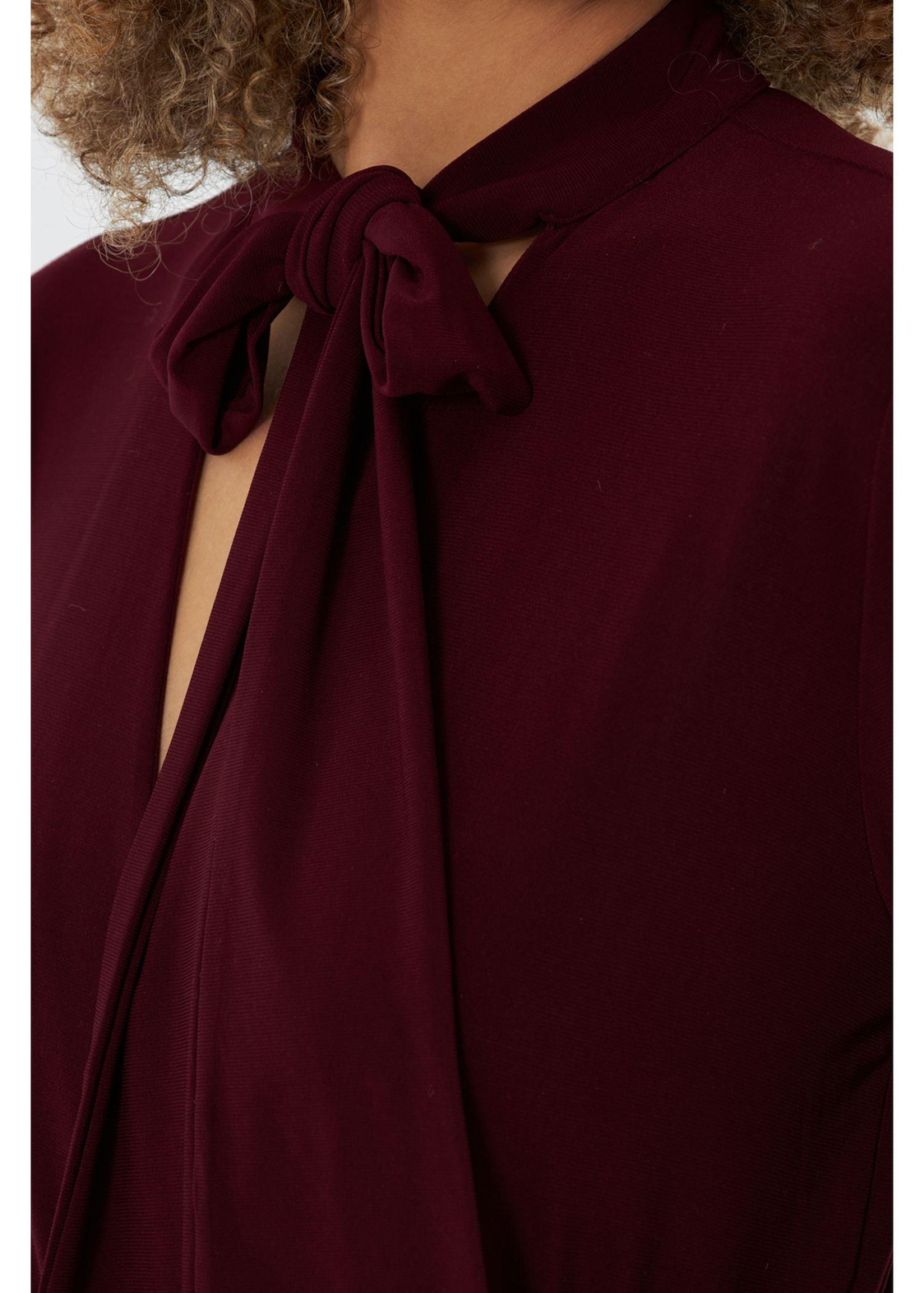 Alttan Çıtçıtlı Uzun Kollu Bluz - Bordo