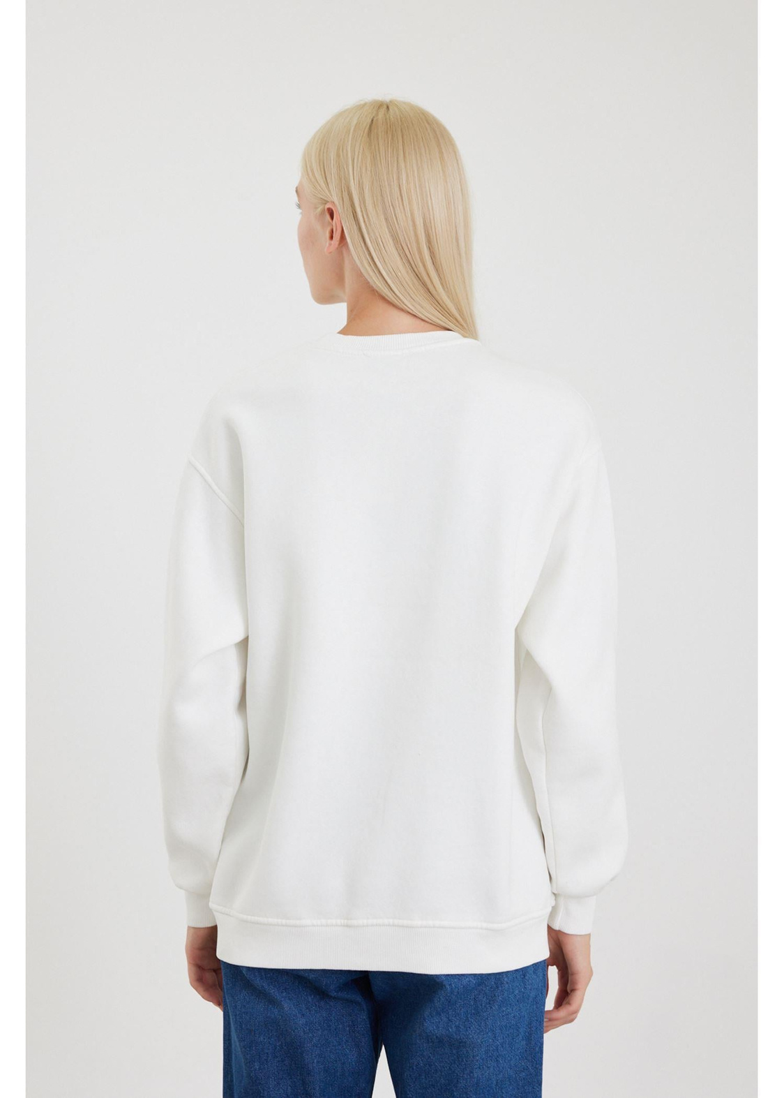 Amour Jean Detaylı Sweatshirt-Ekru