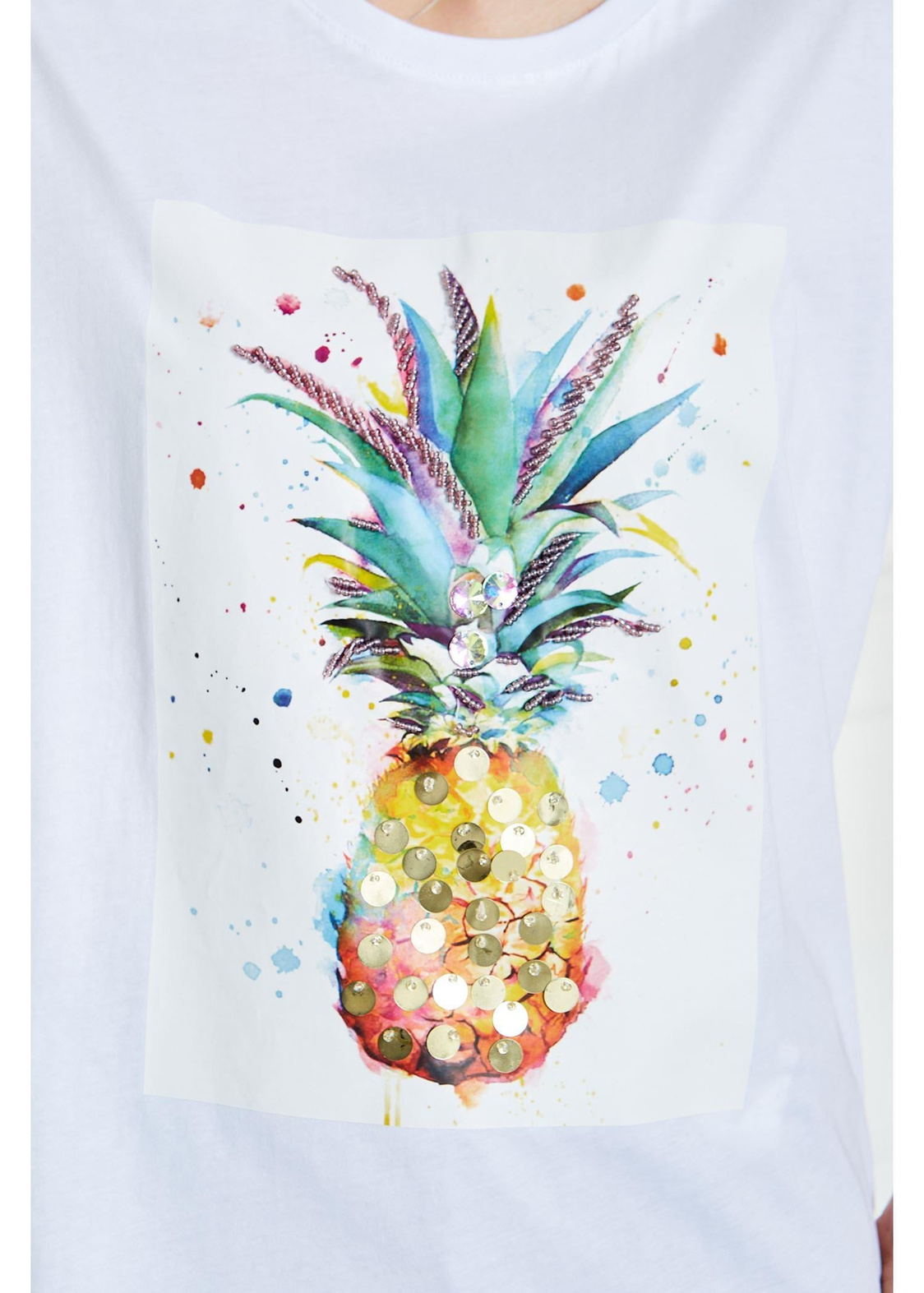 Ananas Baskılı Süprem T-Shirt-Beyaz