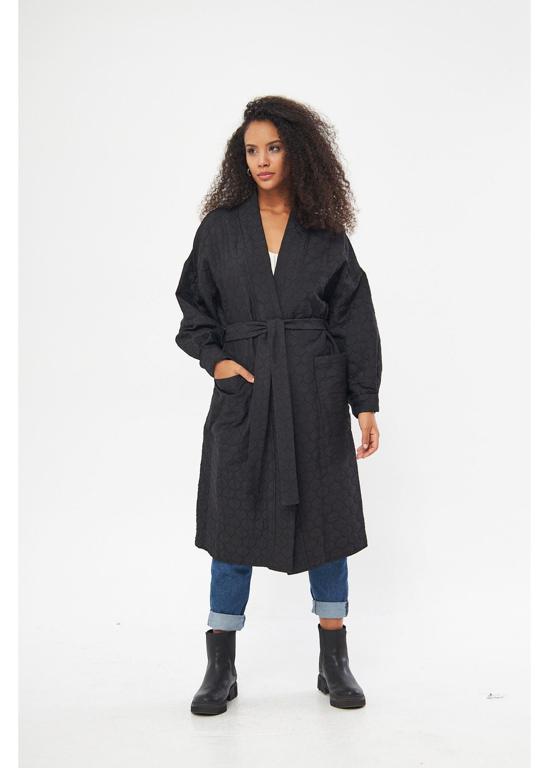 Arkası Baskılı Kapitone Kimono