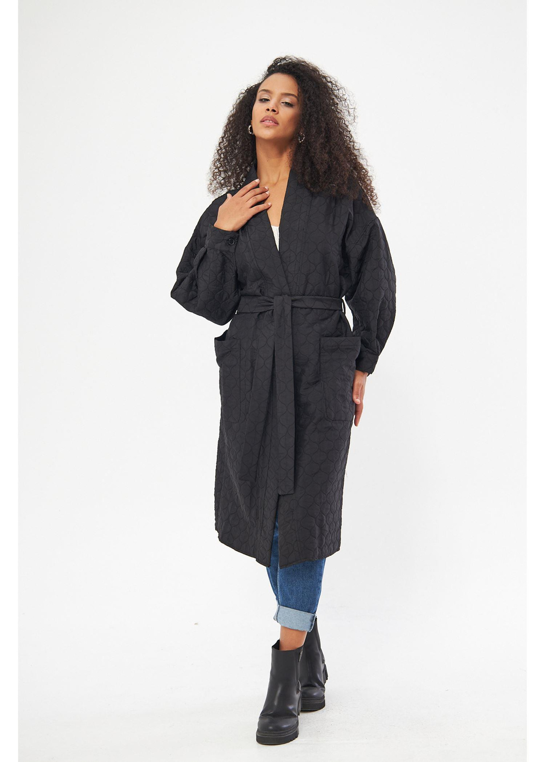 Arkası Baskılı Kapitone Kimono