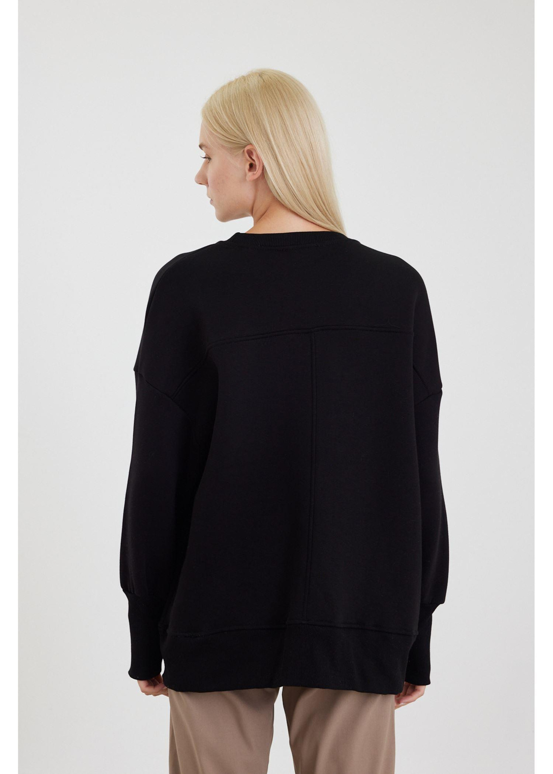 Asimetrik Oversize Sweatshirt-Siyah
