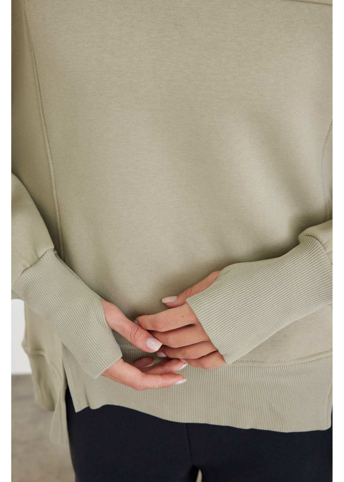 Asimetrik Oversize Sweatshirt-Yeşil