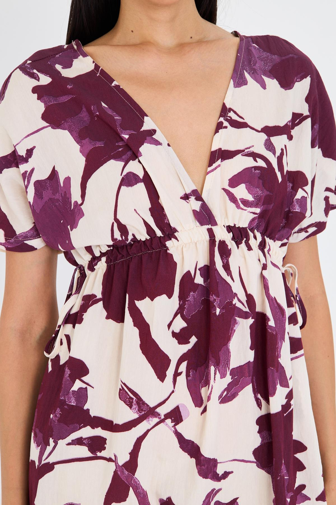 Astarsız Cep Detaylı Çiçek Baskılı Elbise