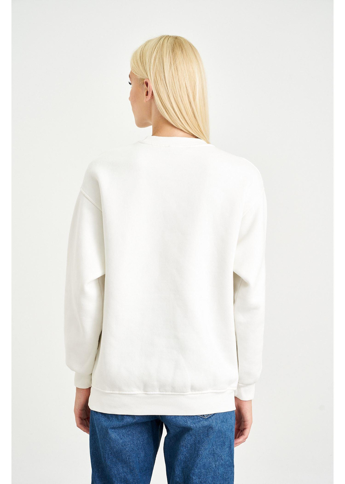 Awesome Jean Baskılı Sweatshirt-Ekru