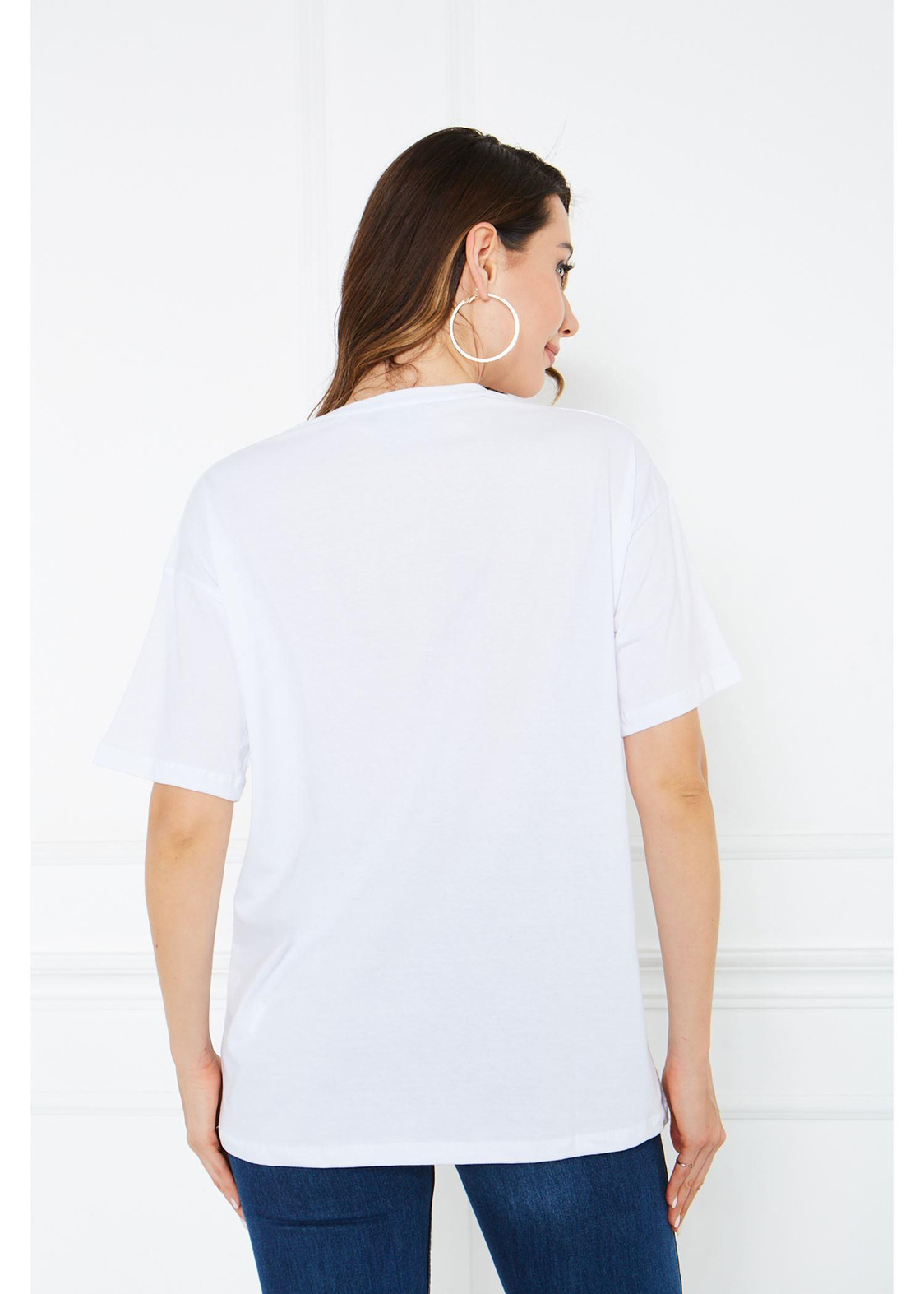 Ayakkabı Baskılı Süprem T-Shirt-Beyaz