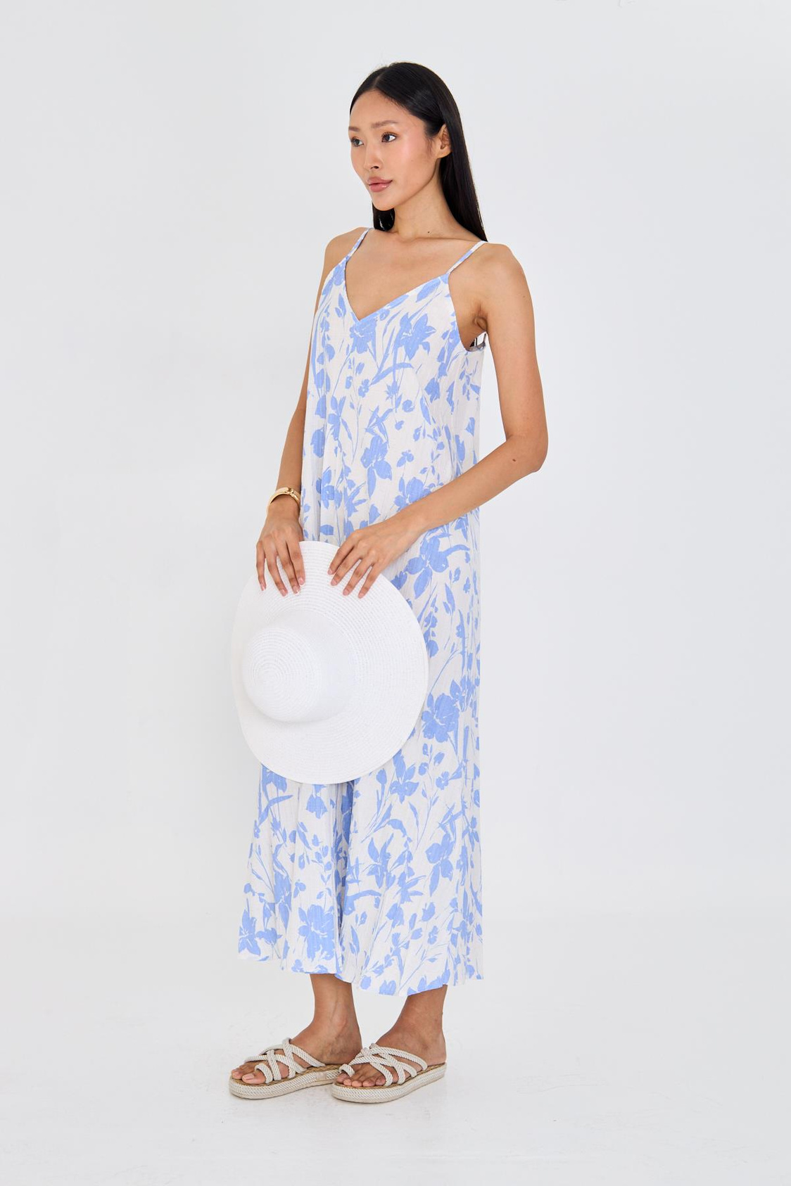 Ayarlanabilir Askılı Desenli Elbise