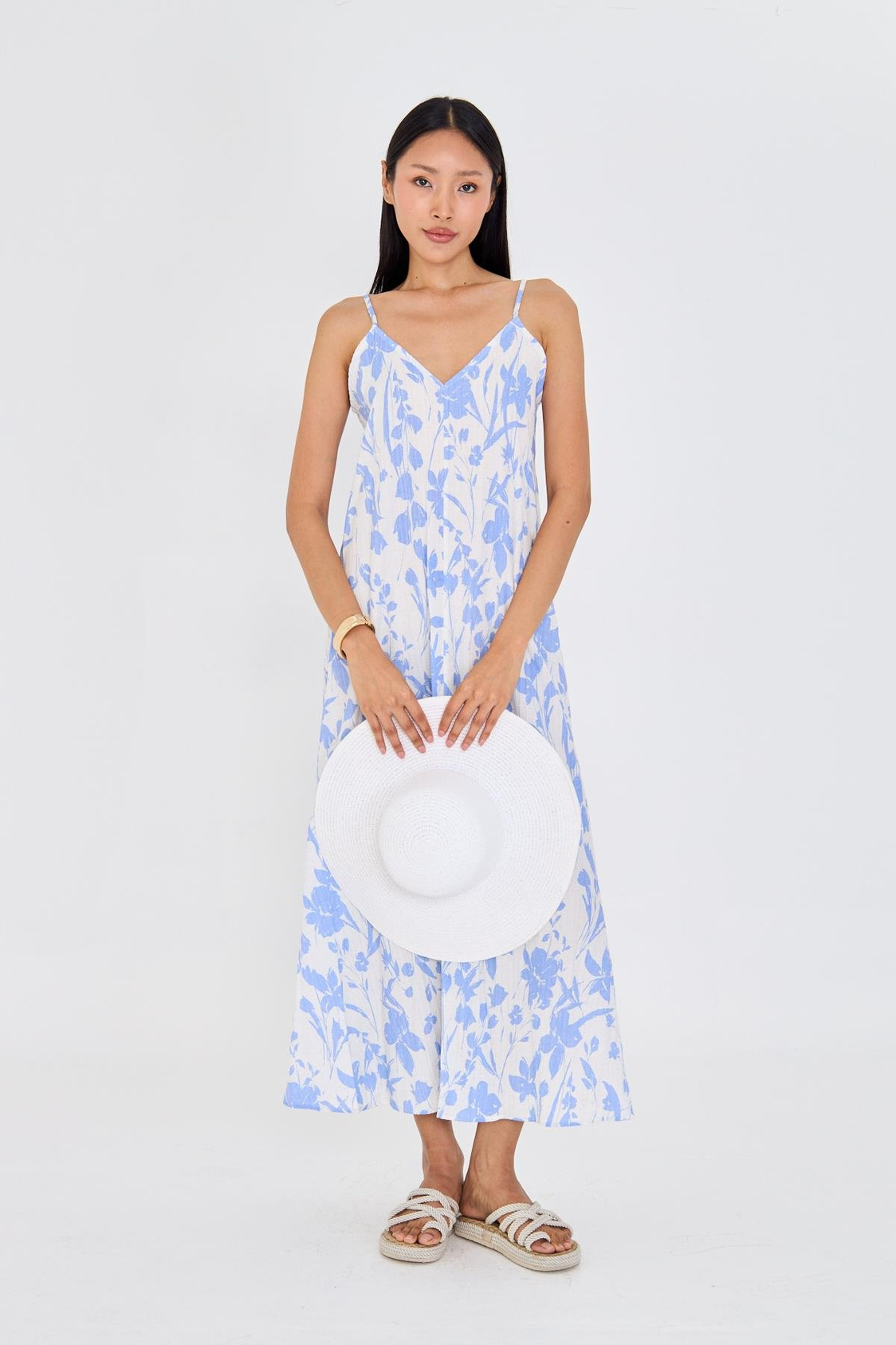 Ayarlanabilir Askılı Desenli Elbise