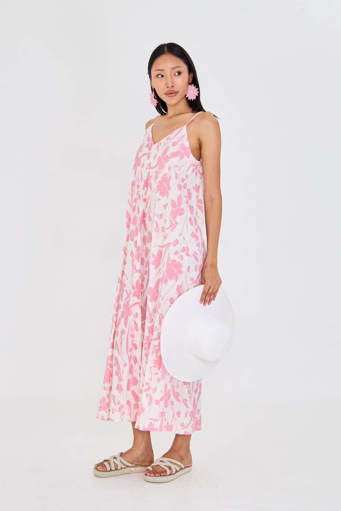 Ayarlanabilir Askılı Desenli Elbise