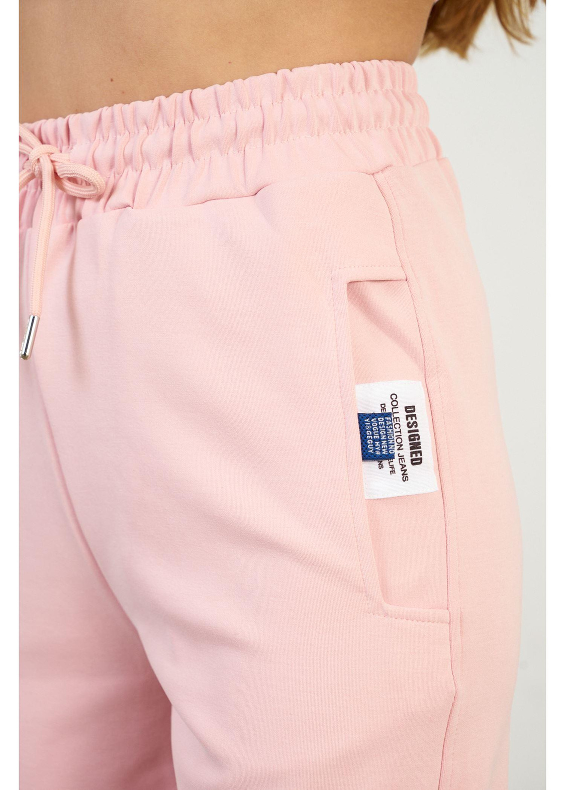 Bağcıklı Lastikli Dalgıç Şort-Pudra