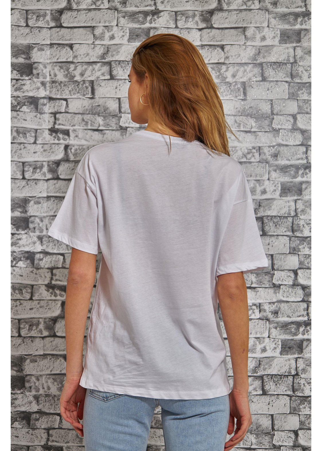 Bandana Kadın Baskılı Süprem T-Shirt-Beyaz