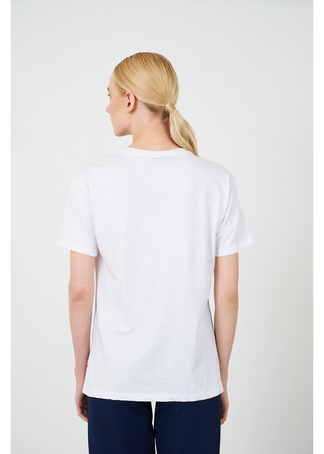 Baskılı Basic T-shirt-Ekru
