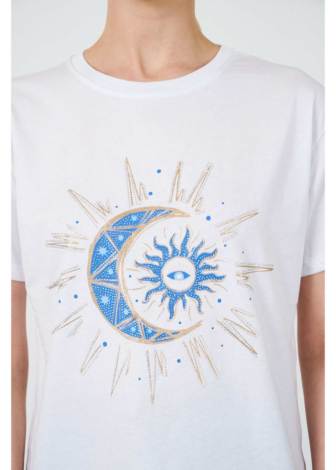Baskılı Basic T-shirt-Ekru