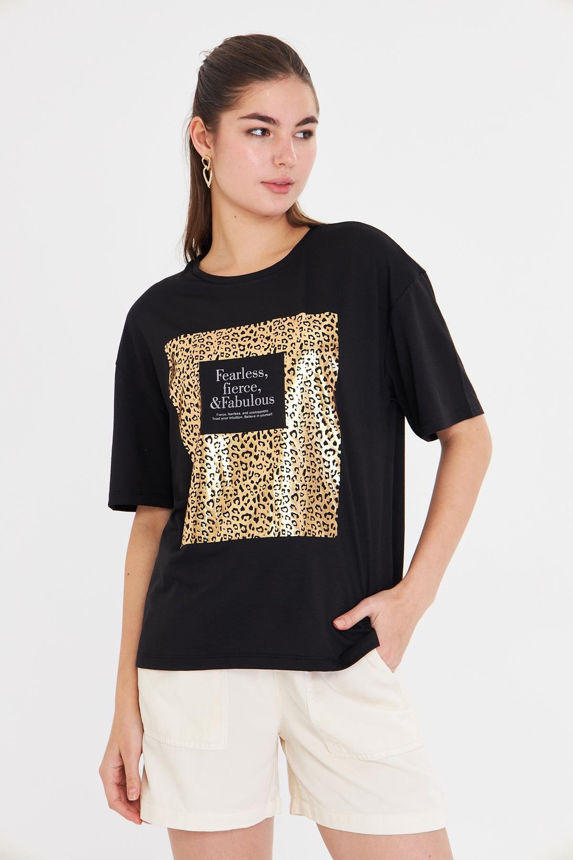 Baskılı Basic T-shirt - Siyah