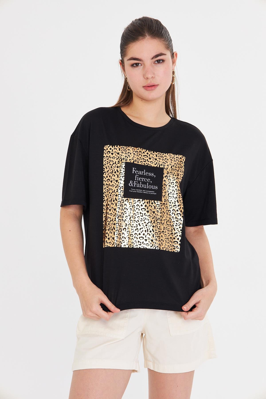 Baskılı Basic T-shirt - Siyah