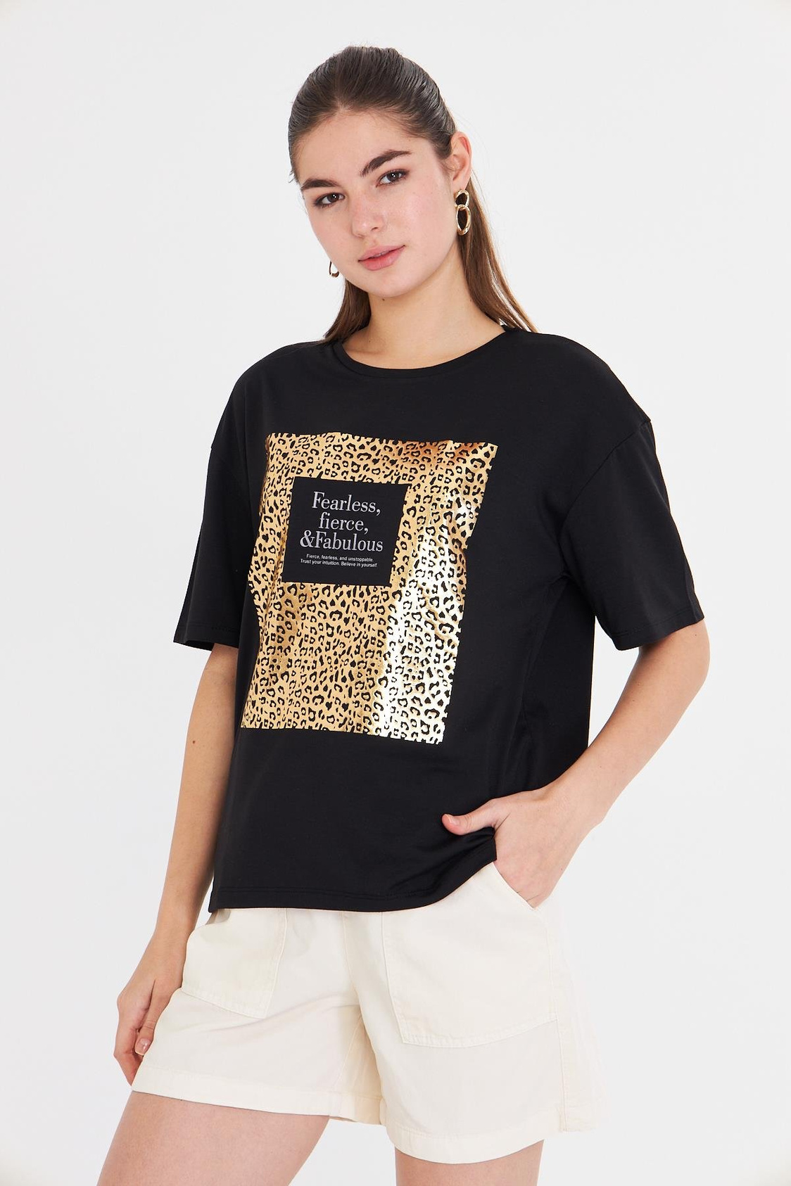 Baskılı Basic T-shirt - Siyah