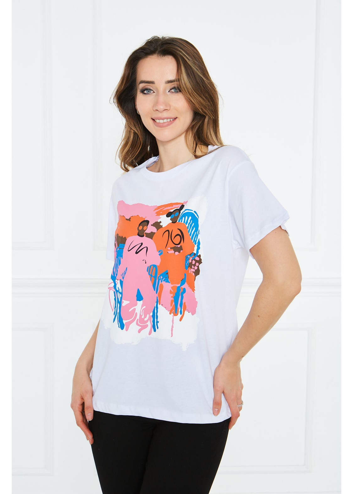 Baskılı Tshirt-Beyaz