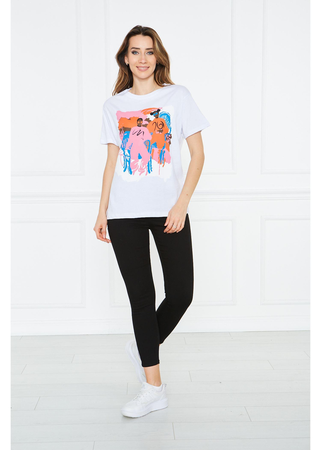 Baskılı Tshirt-Beyaz