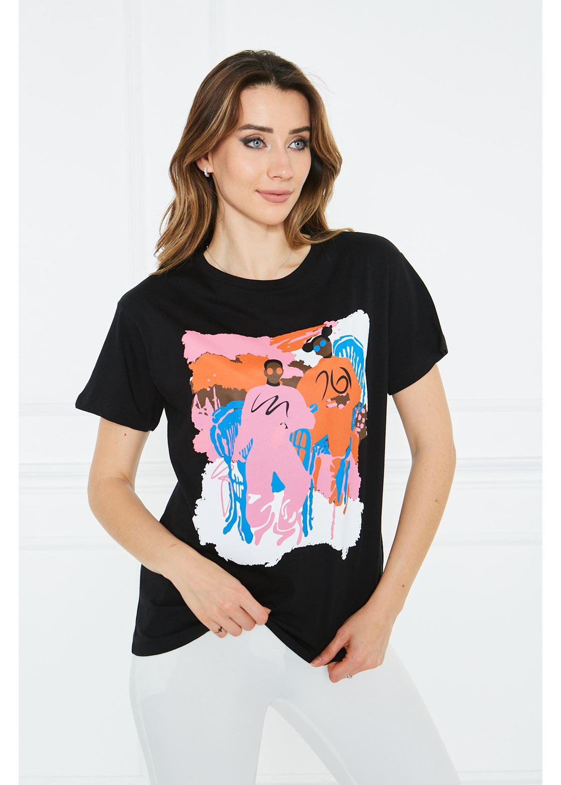 Baskılı Tshirt-Siyah