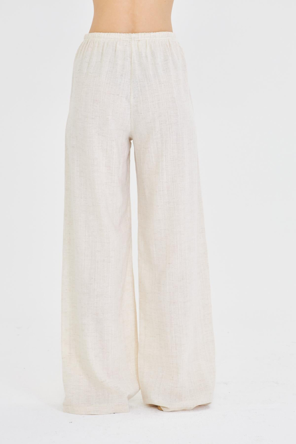 Beli Bağcıklı Keten Pantolon