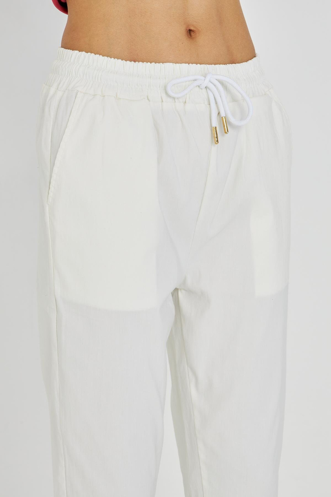 Beli Lastikli Fleto Cepli Pantolon - Ekru