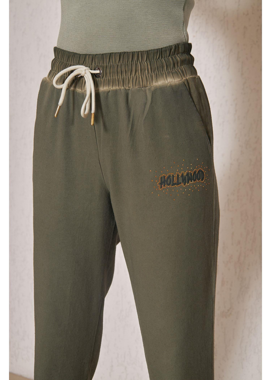 Beli Lastikli Jogger Pantolon-Haki