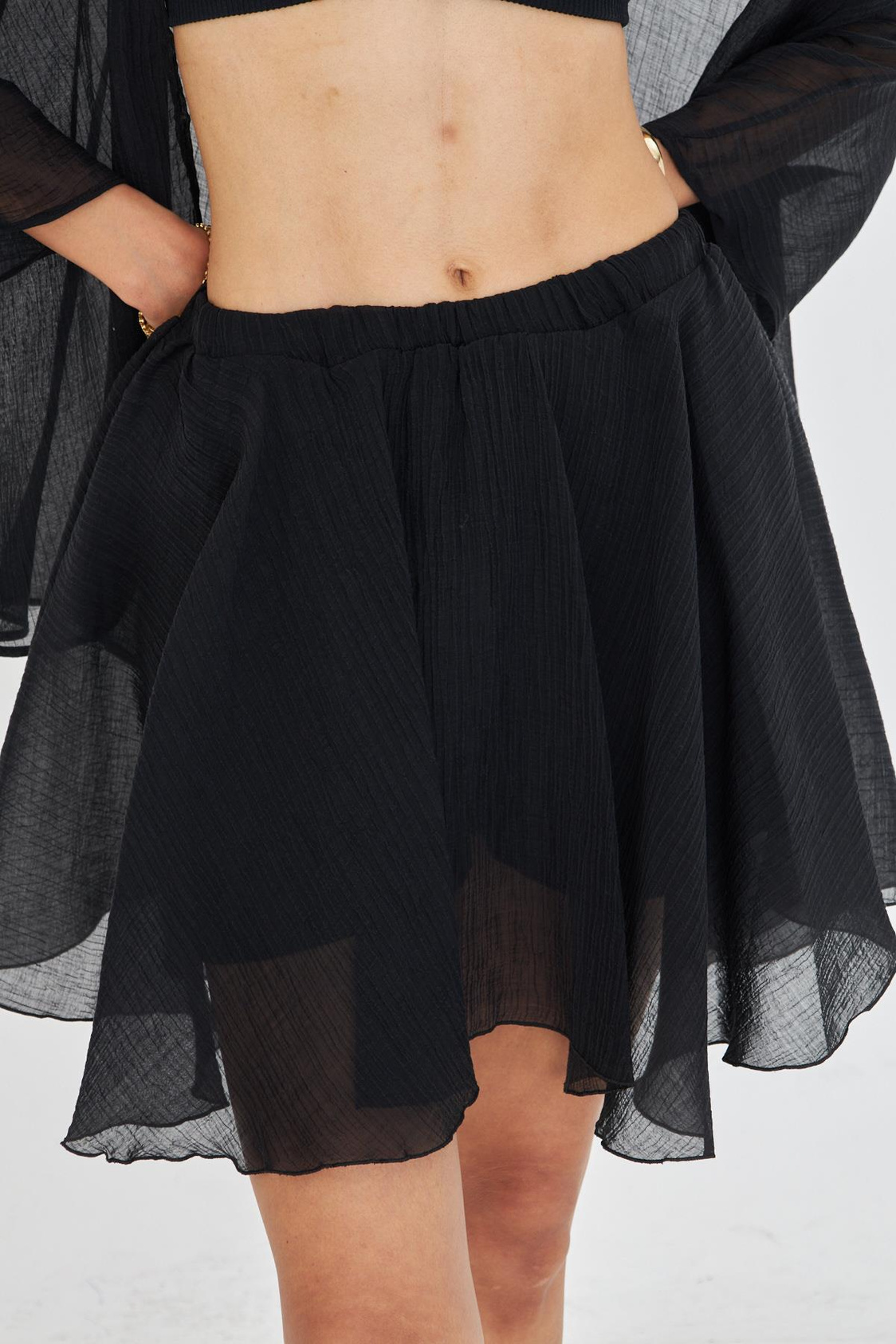 Beli Lastikli Kırışık Şort Etek