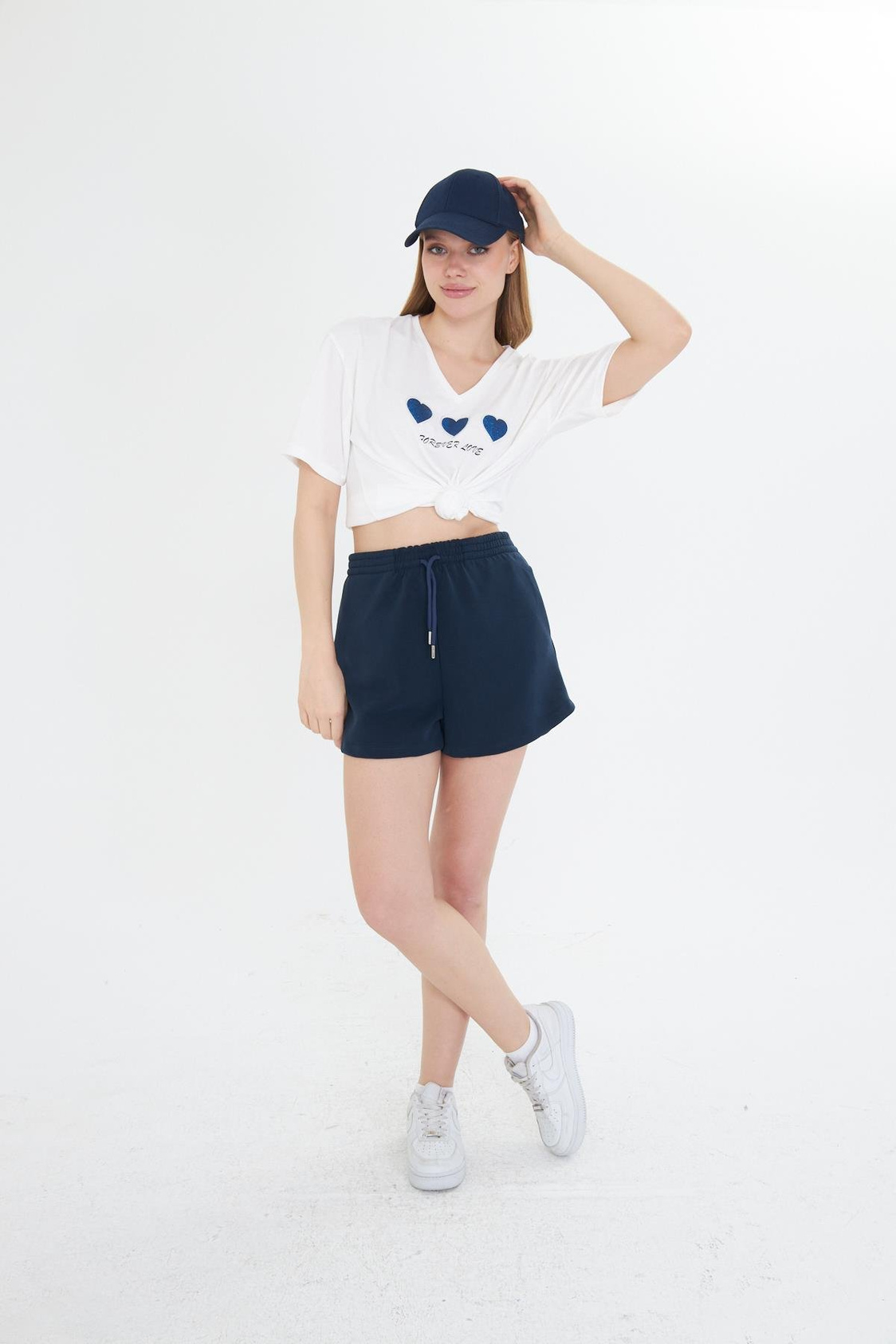 Beli Lastikli Modal Şort - Lacivert