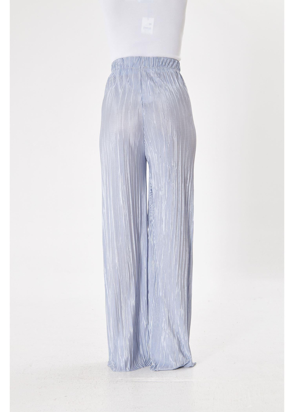 Beli Lastikli Plise Pantolon-Gri