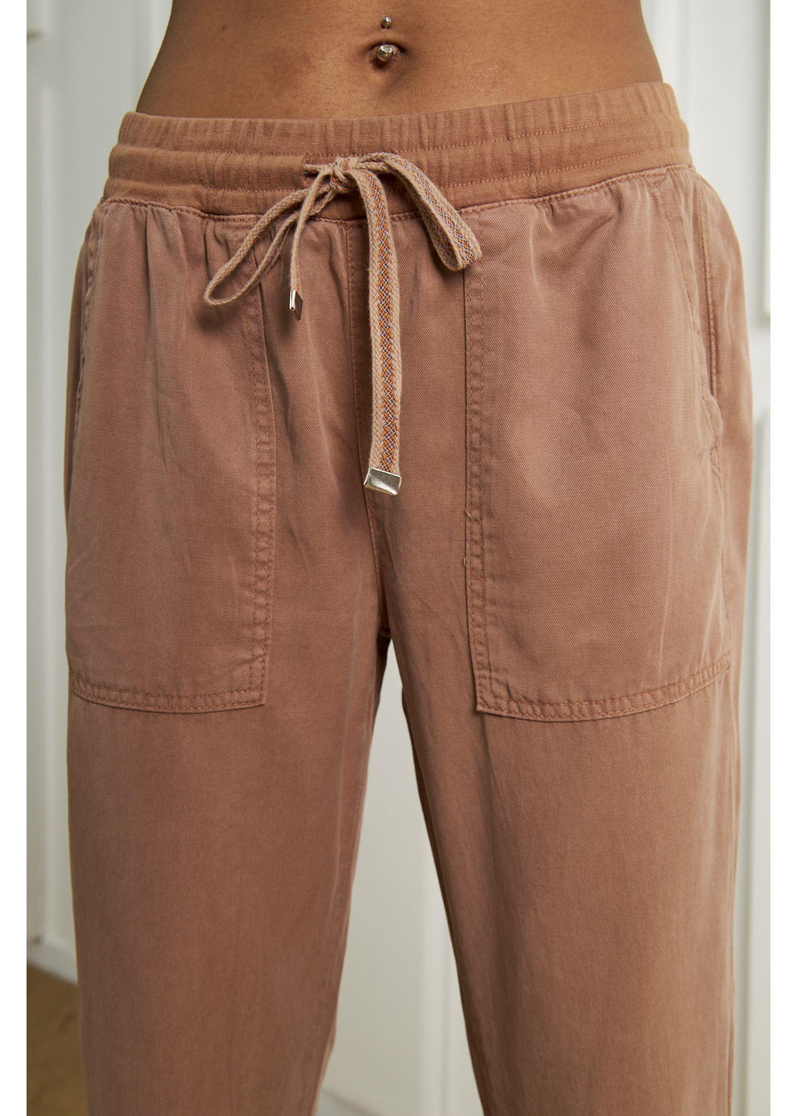 Beli Ribanalı Jogger Pantolon-Kahve