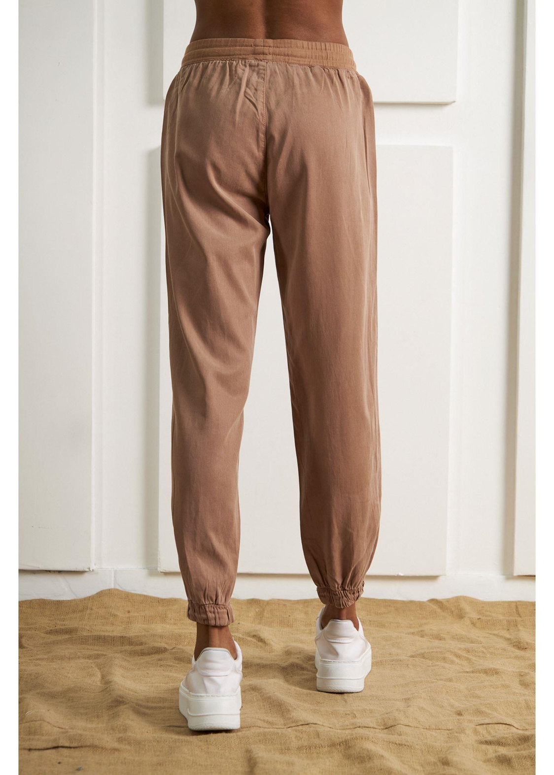 Beli Ribanalı Jogger Pantolon-Kahve