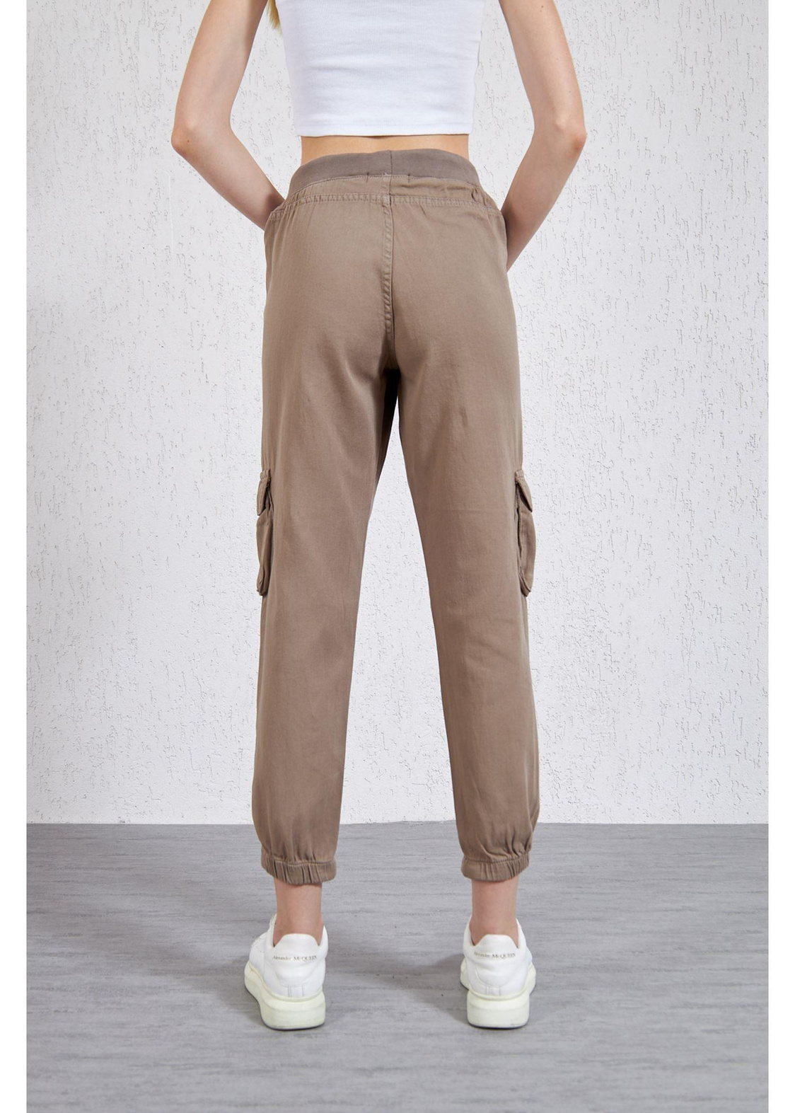 Beli Ribanalı Kargo Cep Pantolon-Bej