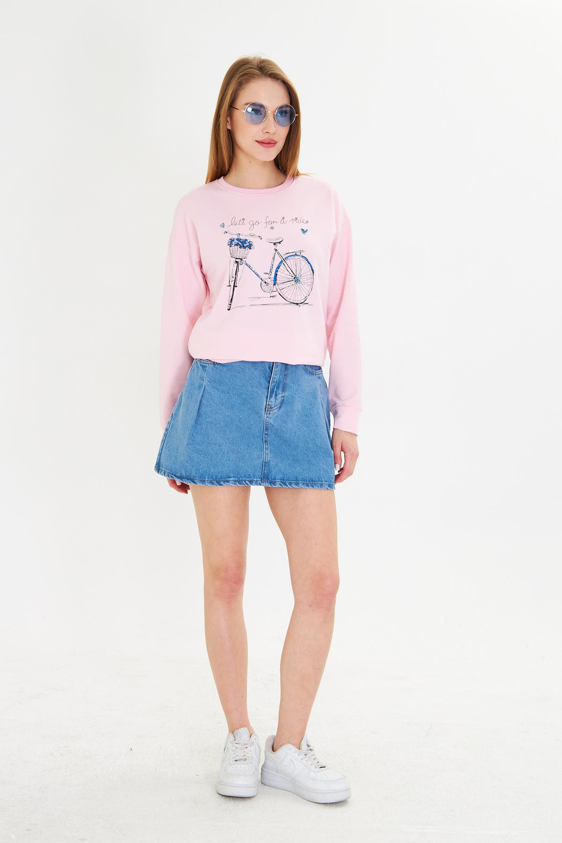 Bisiklet Baskılı İki İplik Sweatshirt