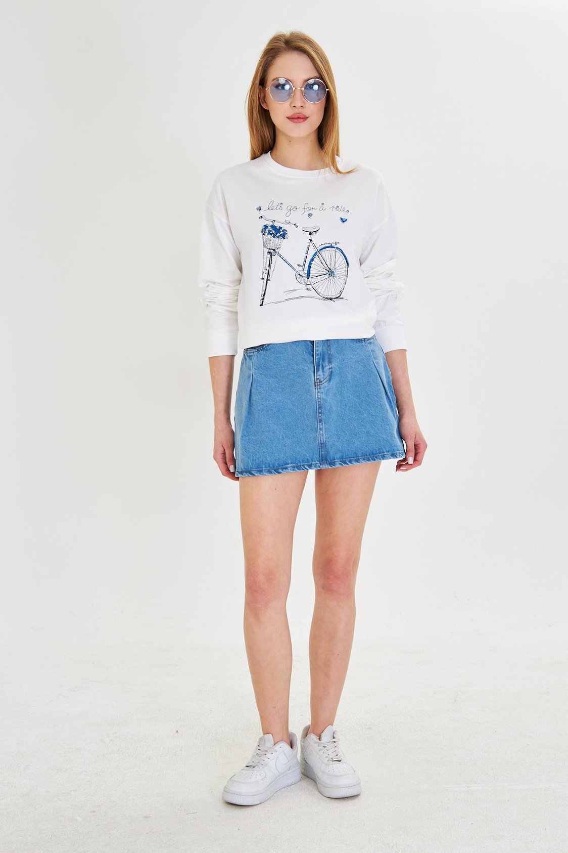 Bisiklet Baskılı İki İplik Sweatshirt