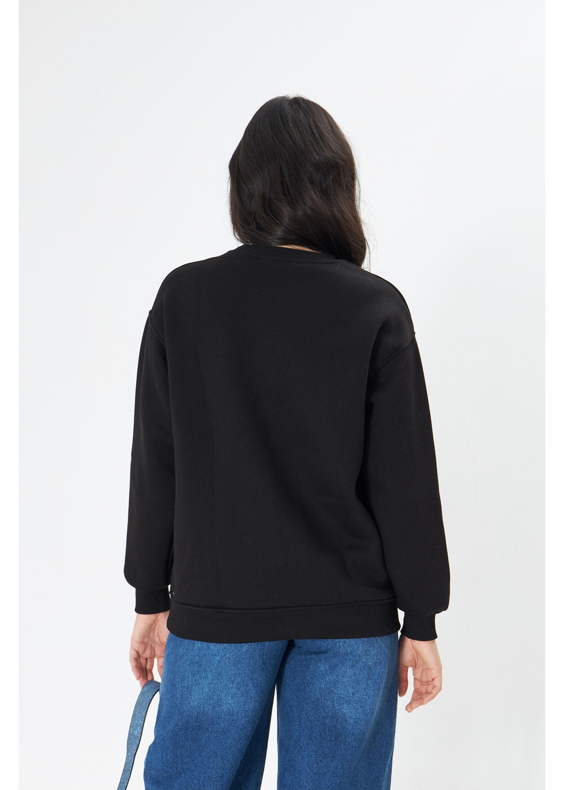 Bisiklet Baskılı Taşlı Sweatshirt