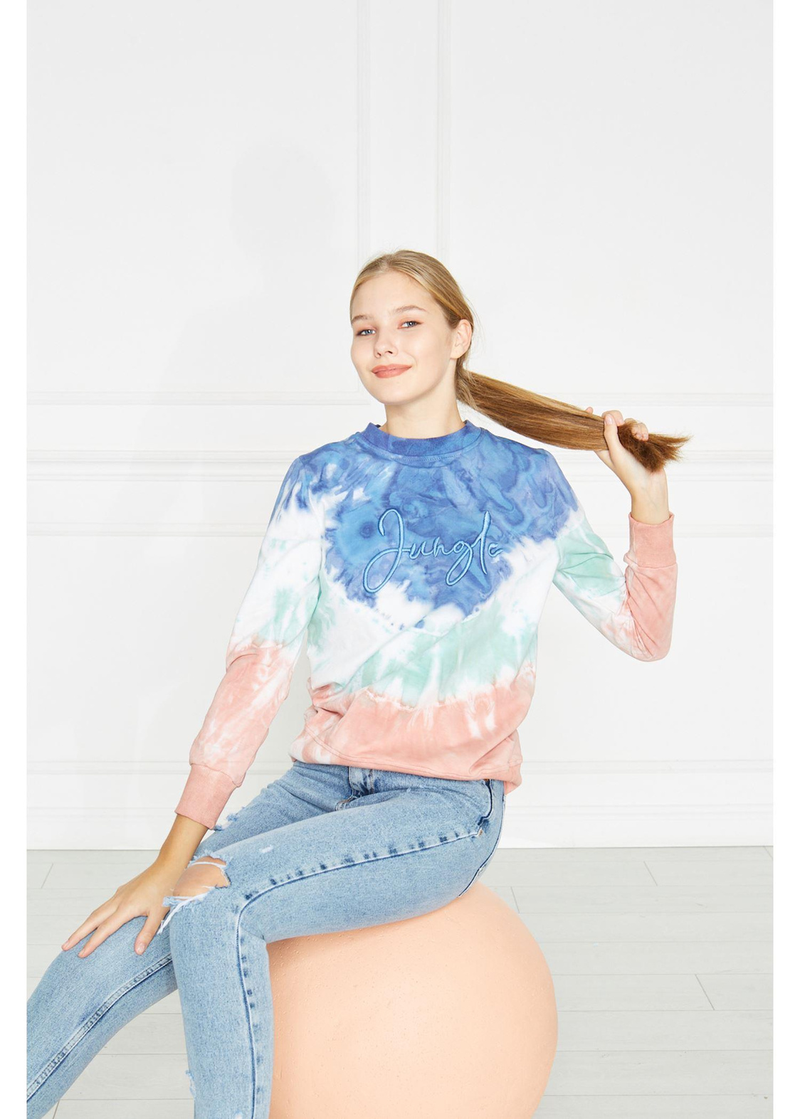 Bisiklet Yaka Batik  Sweatshırt