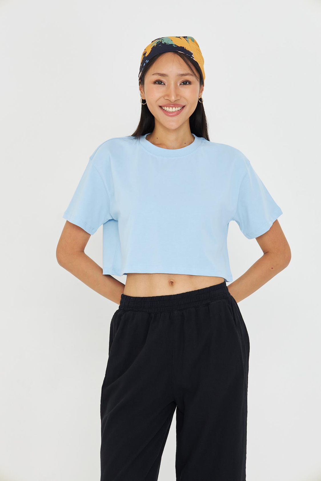 Bisiklet Yaka Crop Tişört