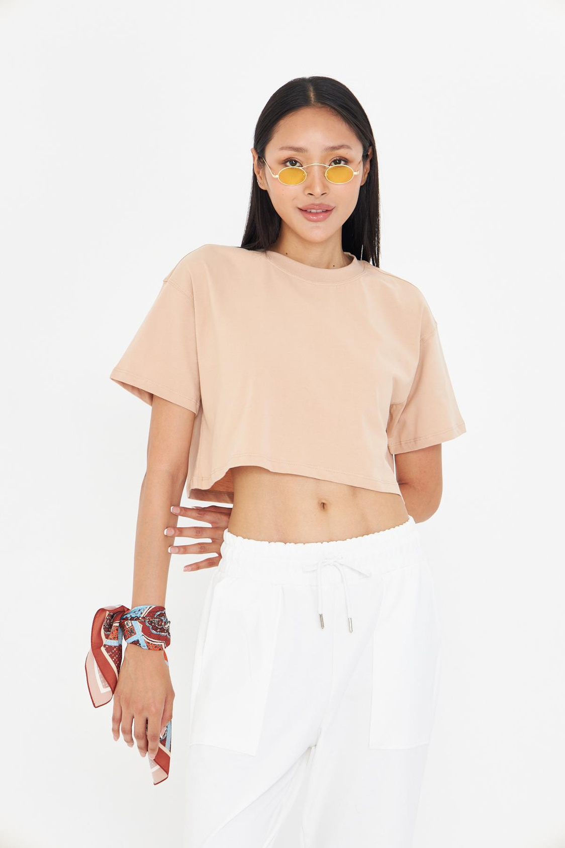 Bisiklet Yaka Crop Tişört